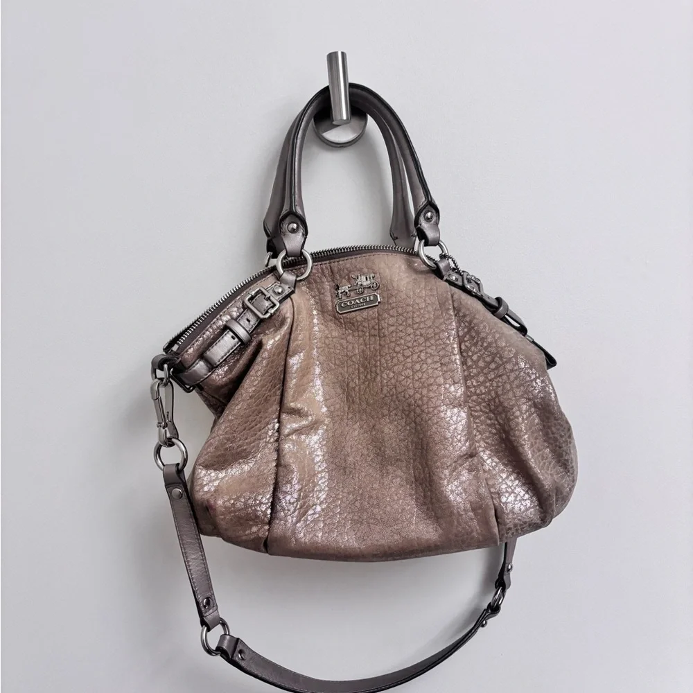 Coach Metallic Tan Leather Hobo Bag